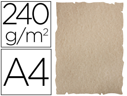 25 hojas papel pergamino Liderpapel A4 240g/m² arena con bordes